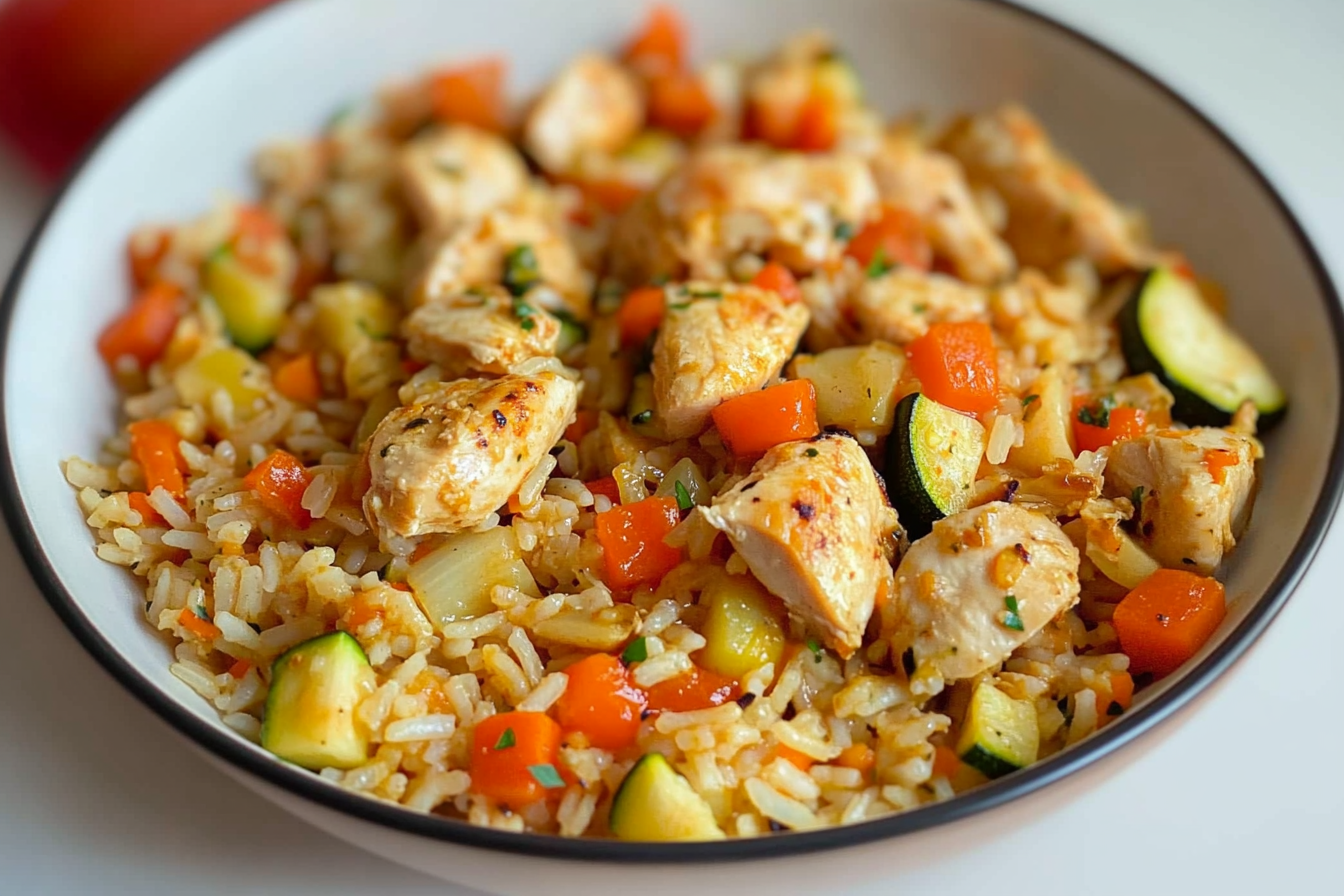 Arroz con pollo y verduras