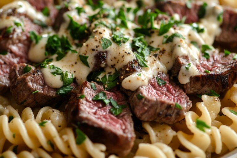 Bocados de carne y rotini