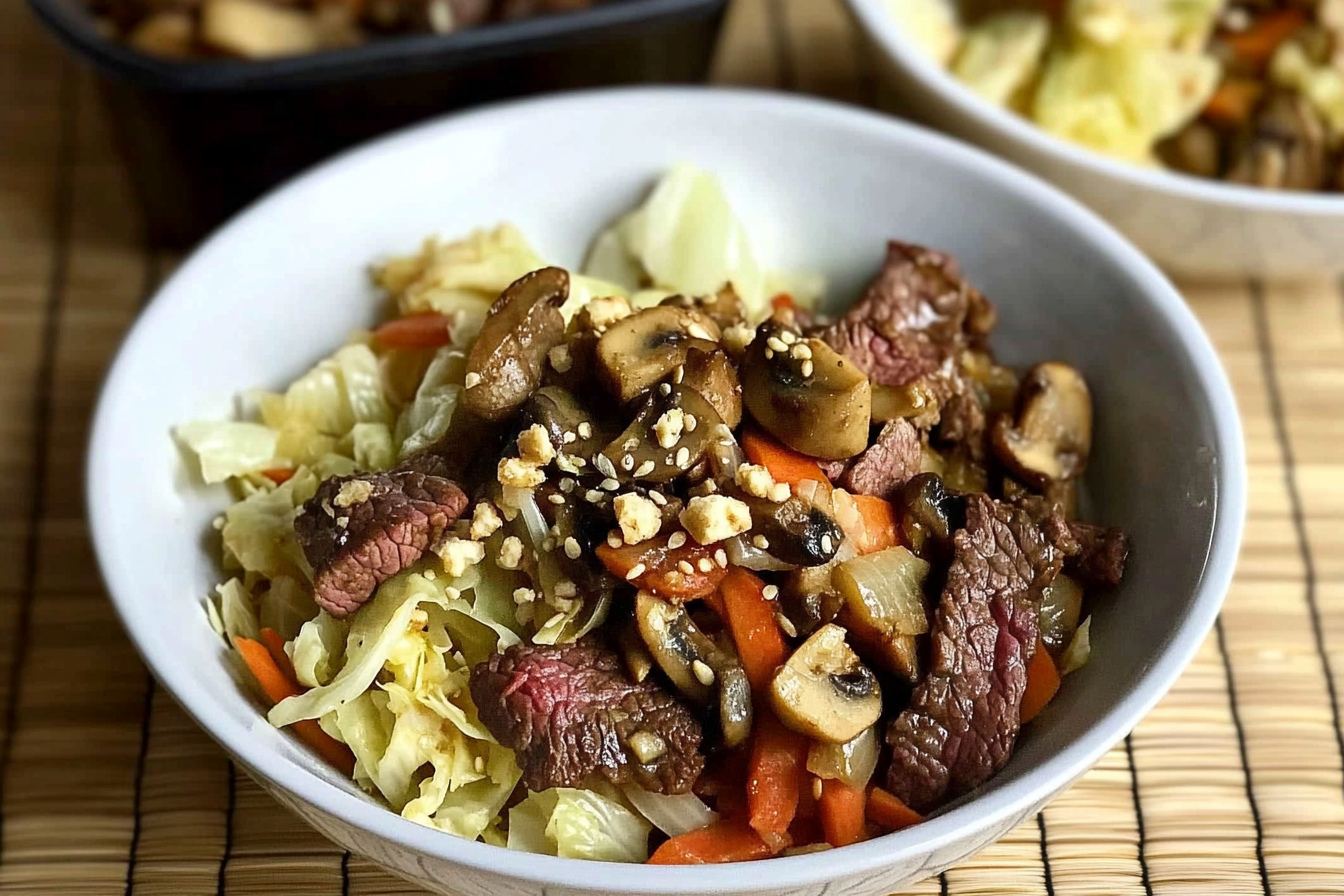 Bowl de ternera con champiñones