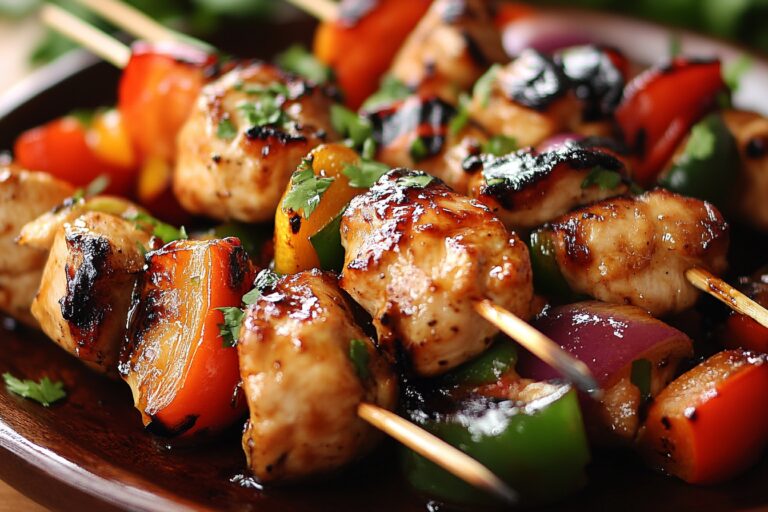 Brochetas de pollo con miel