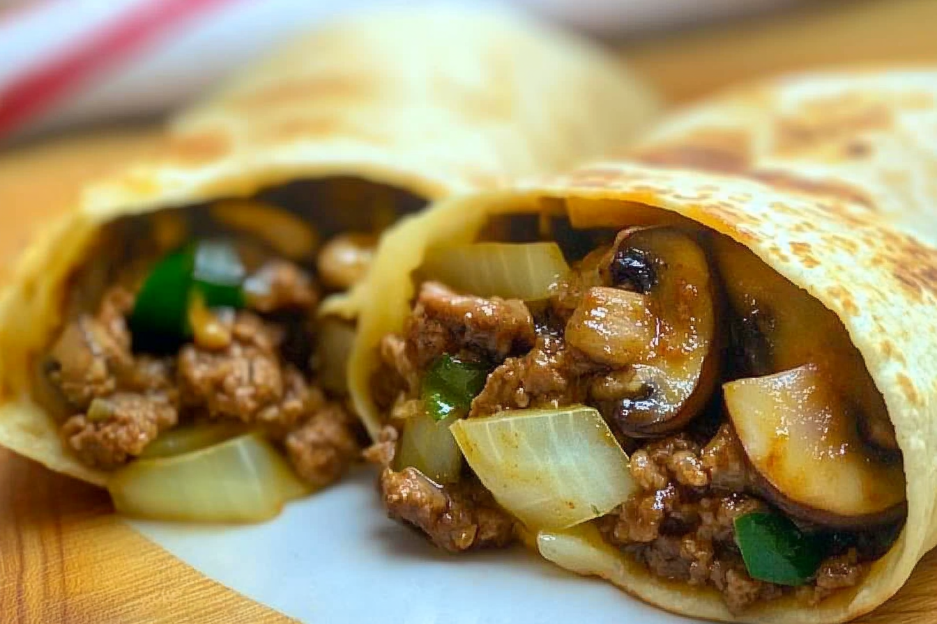 Burritos de carne y champiñones