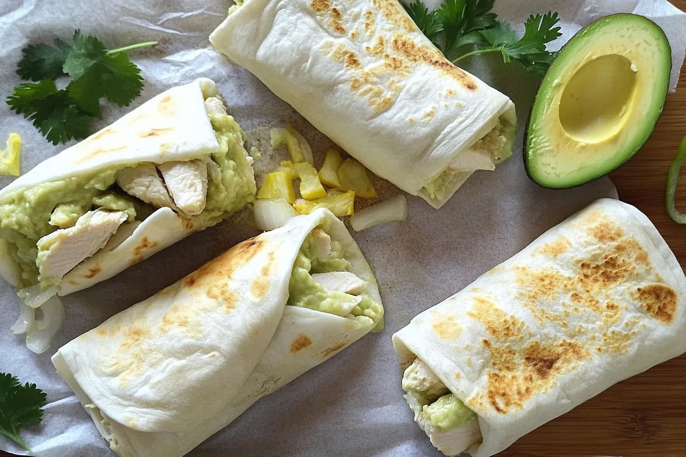 Burritos de pollo y aguacate