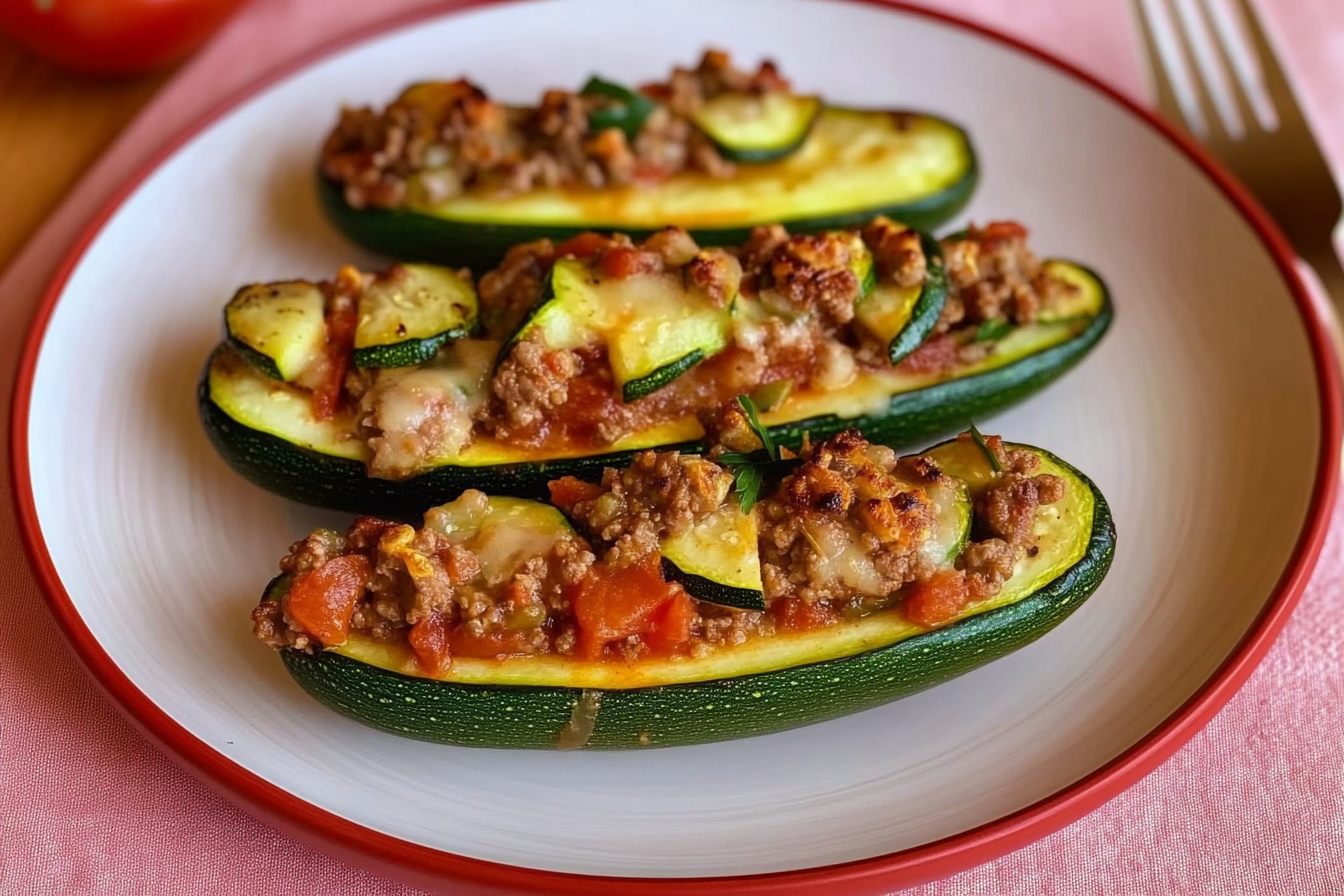 Calabacines rellenos de carne