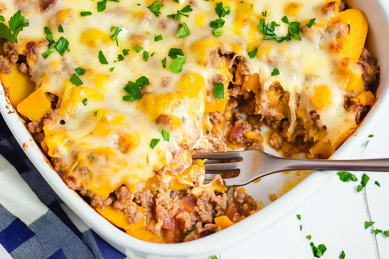 Calabaza asada con carne picada