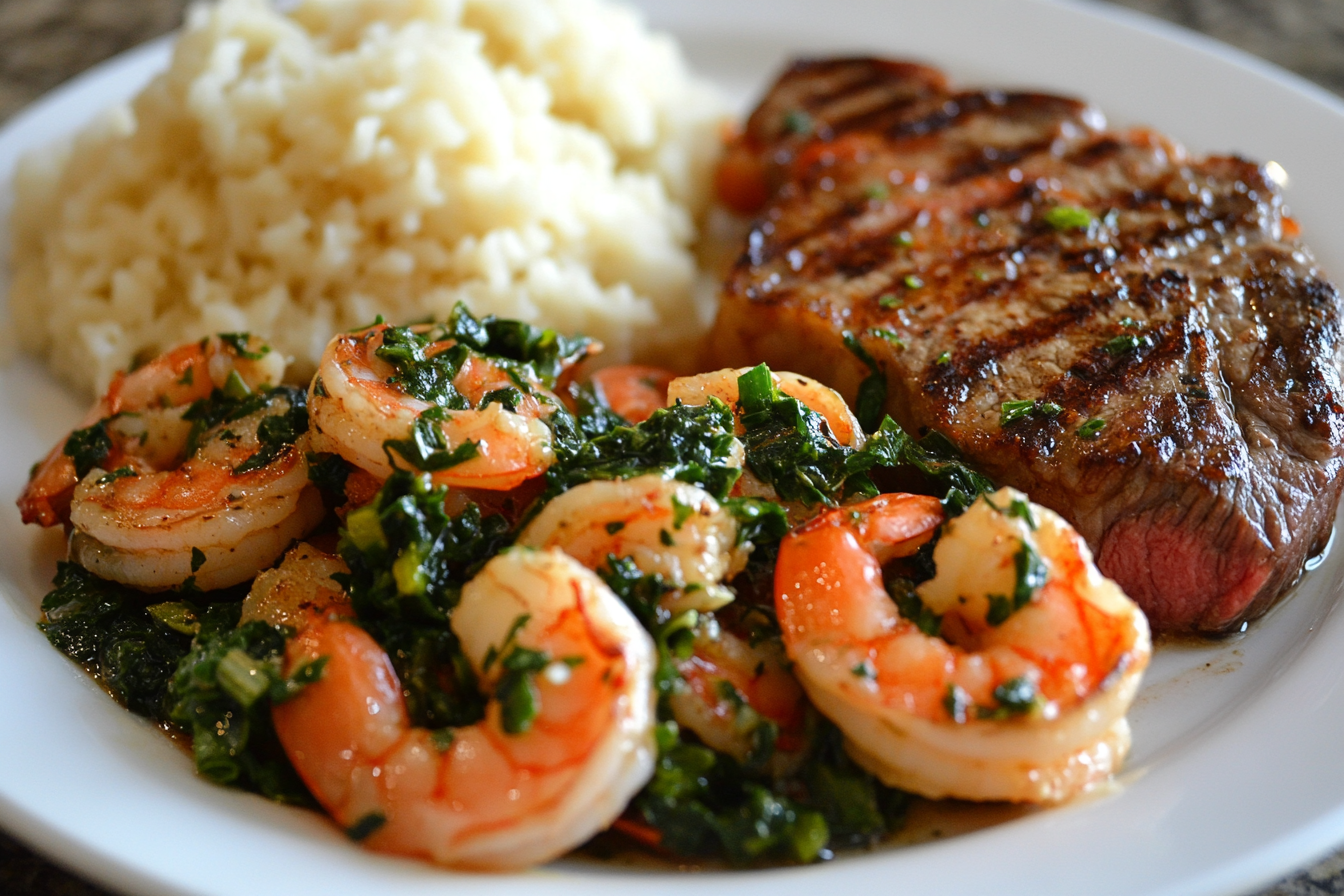 Camarones al ajo con carne