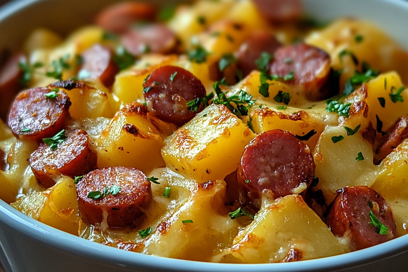 Cazuela de salchicha y papas