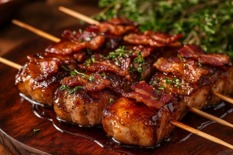 Chuletas de cerdo con tocino