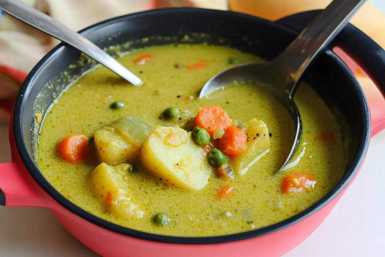Curry de patatas y guisantes