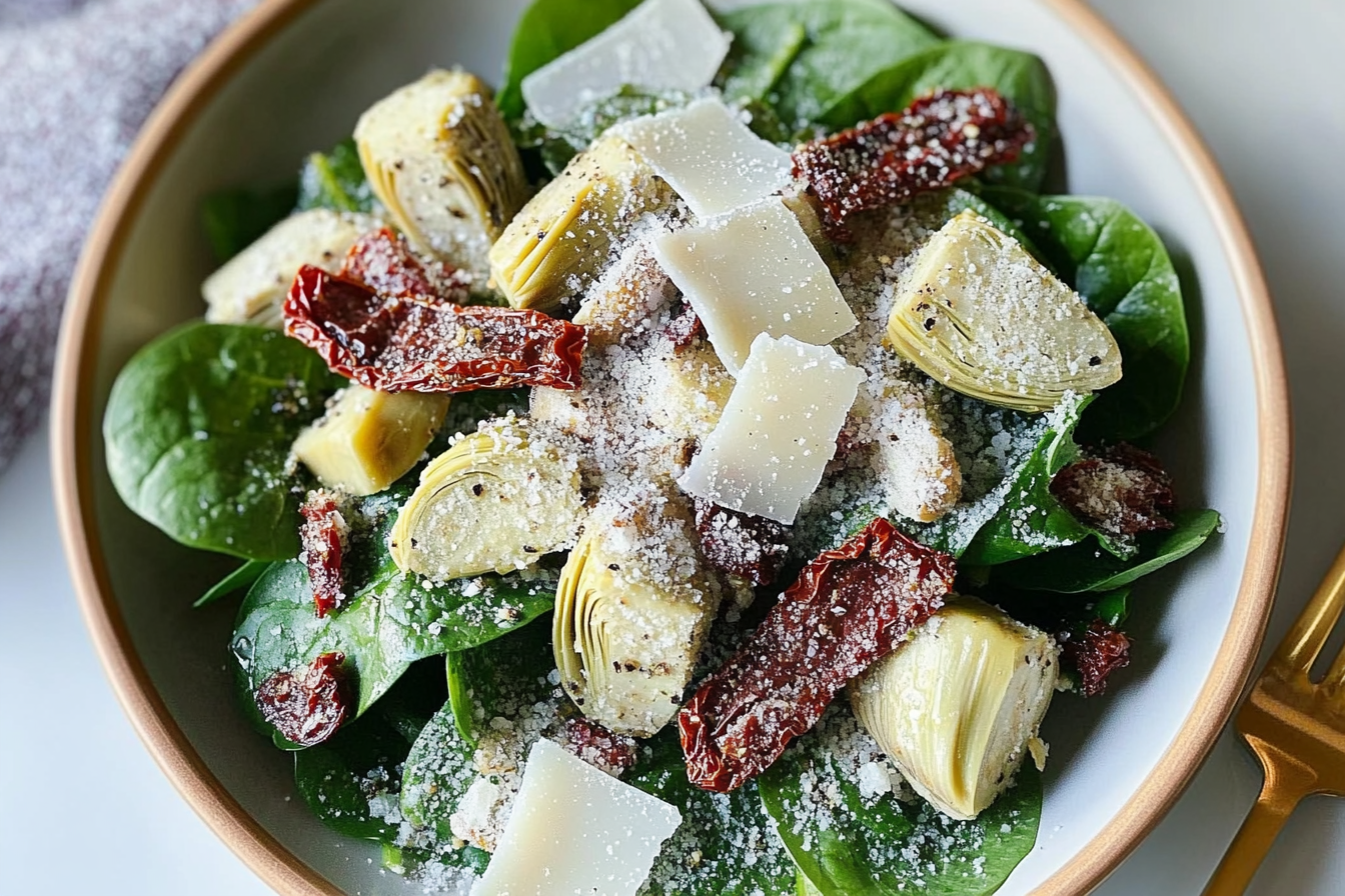 Ensalada de espinacas y alcachofas