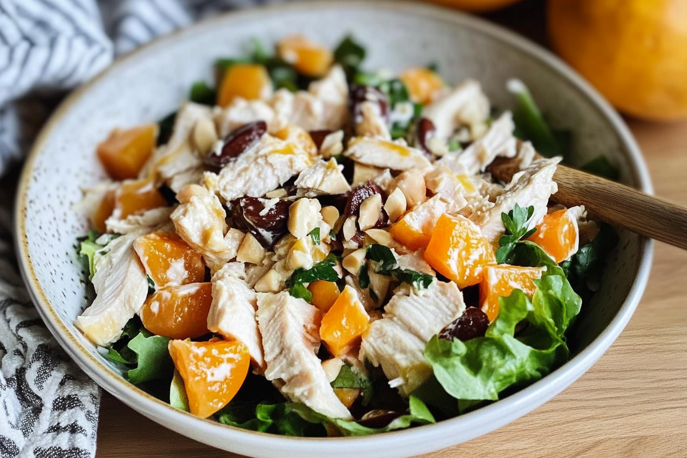 Ensalada de pollo y caqui