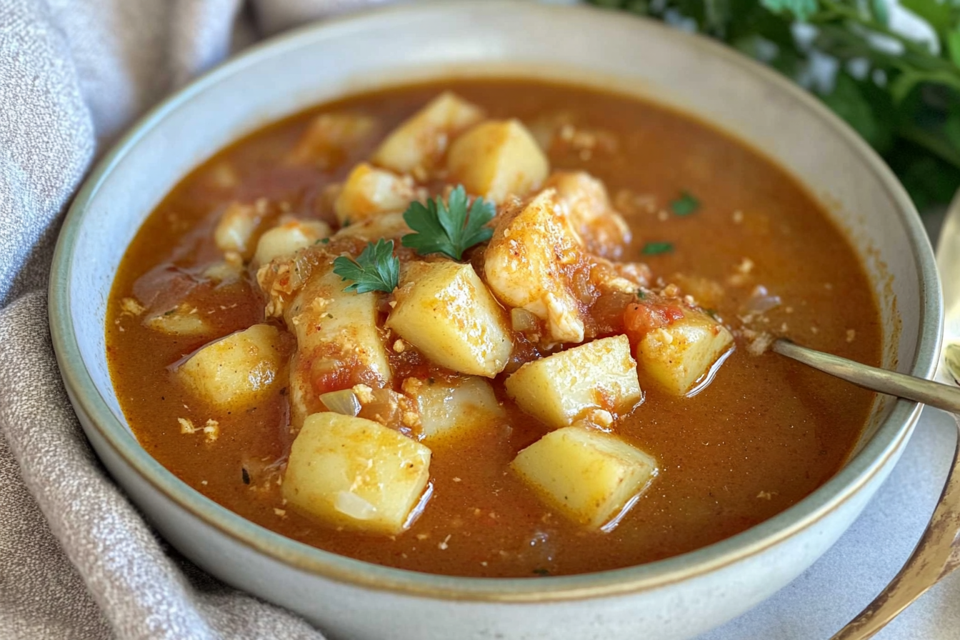 Guiso de patatas con merluza