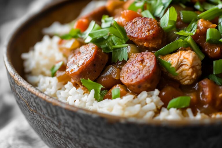 Gumbo de pollo y salchicha Cajún