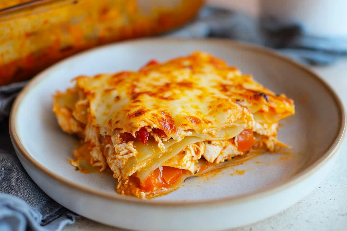 Lasagna de pollo con pimientos
