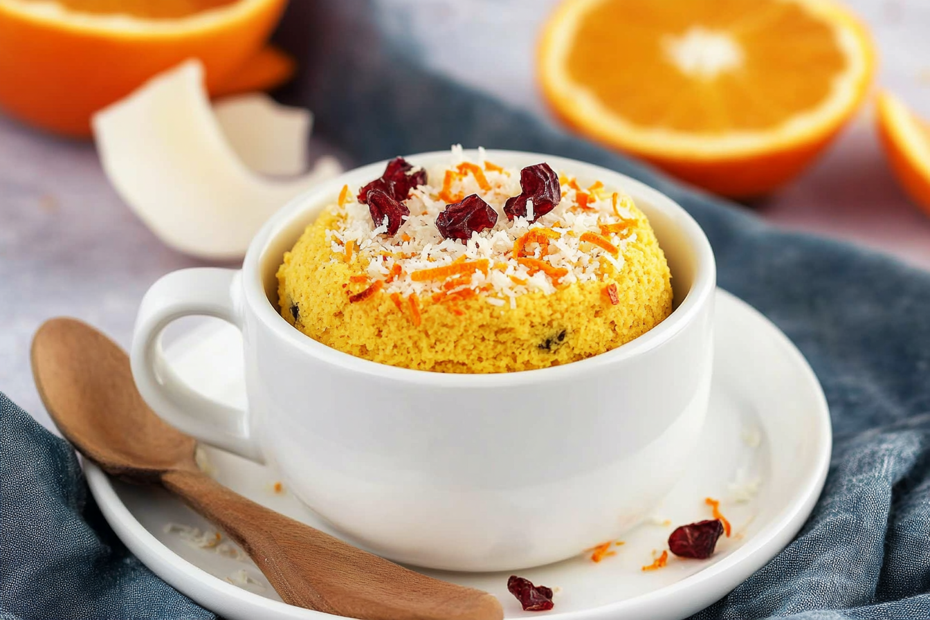 Mugcake de naranja y coco