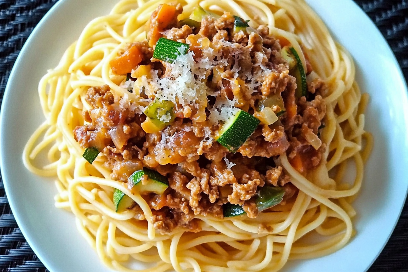 Pasta integral con carne y verduras