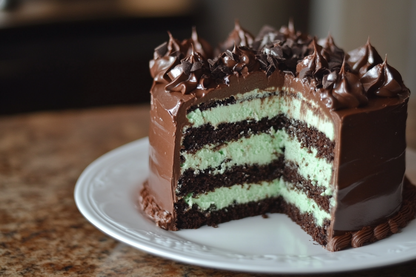 Pastel de queso con menta y chocolate