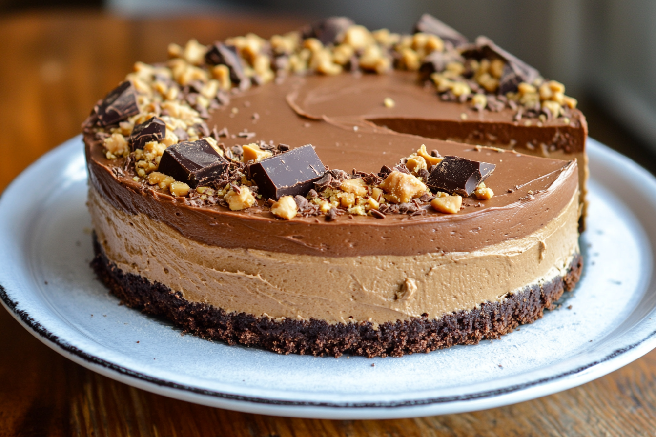 Pastel decadente de chocolate y maní