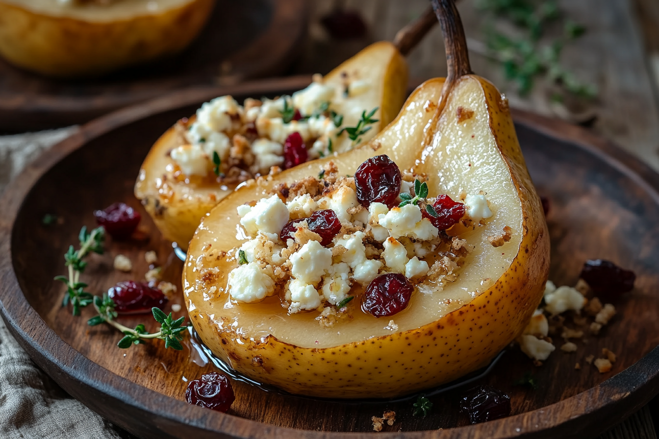 Peras al horno con feta