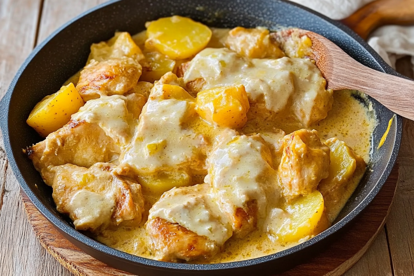 Pollo con patatas en salsa