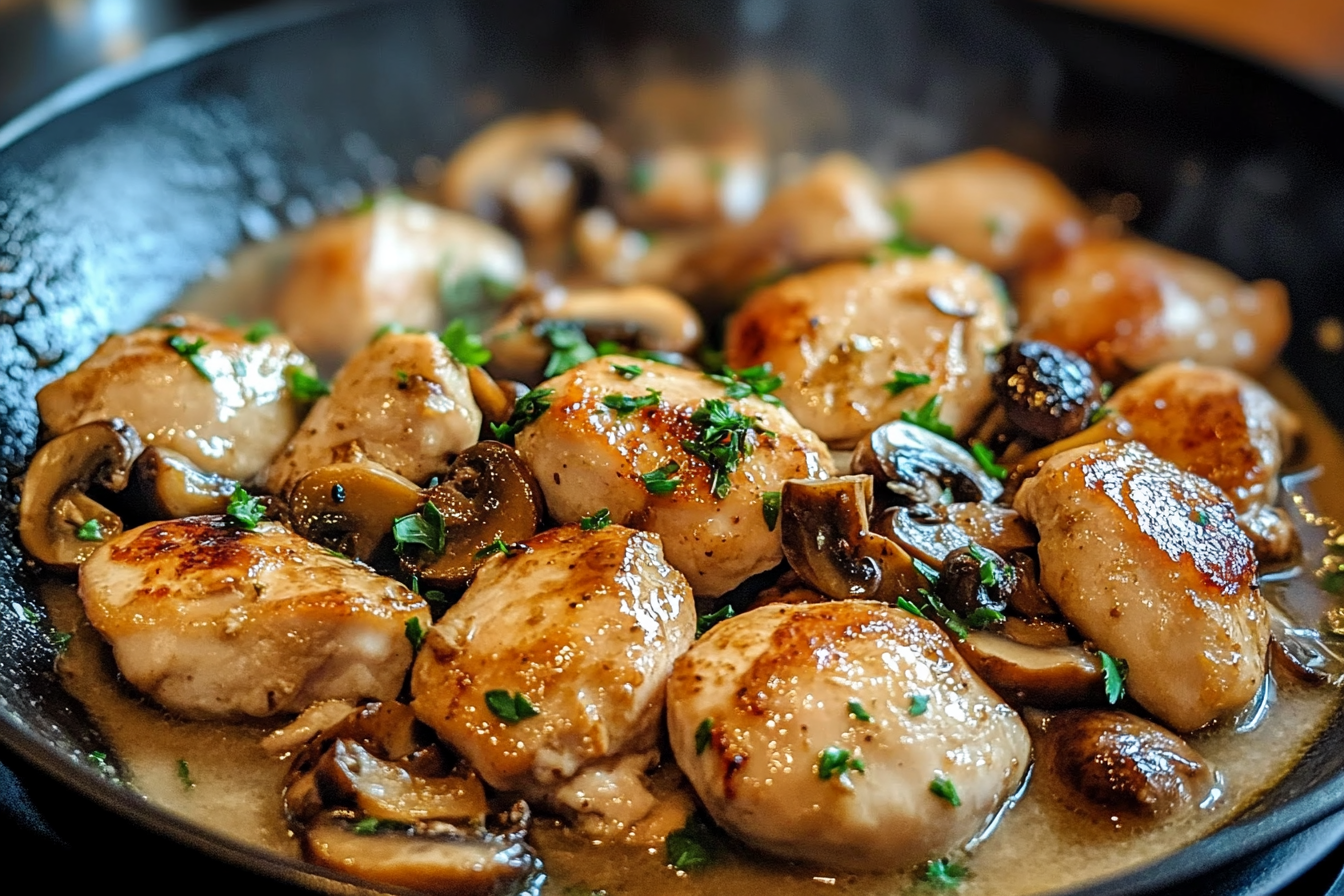 Pollo fácil con salsa de champiñones