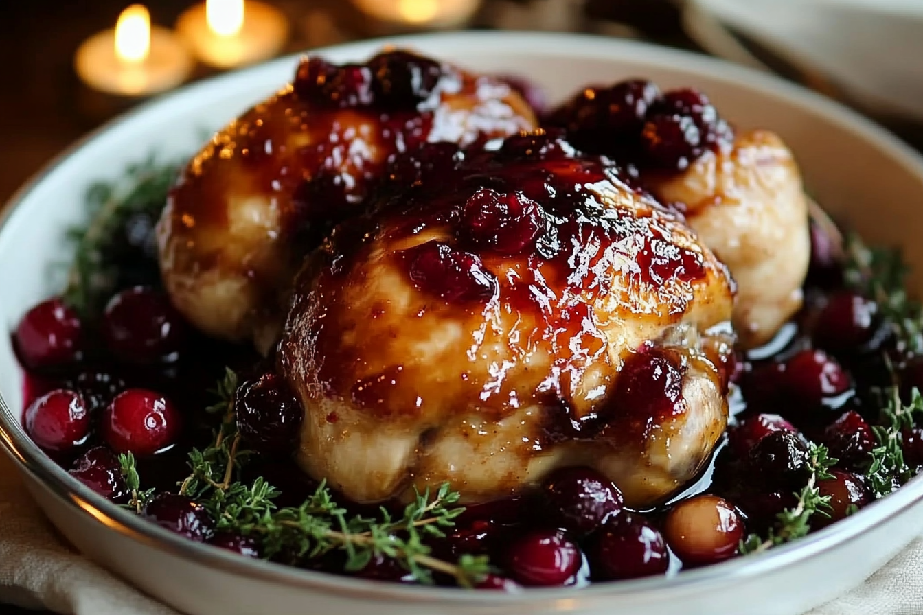 Pollo glaseado con arándano