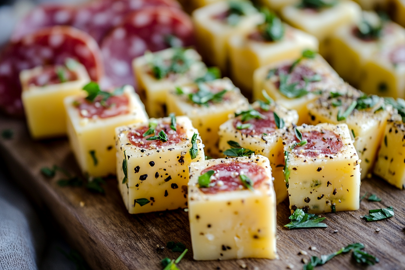Queso Marinado con Salami