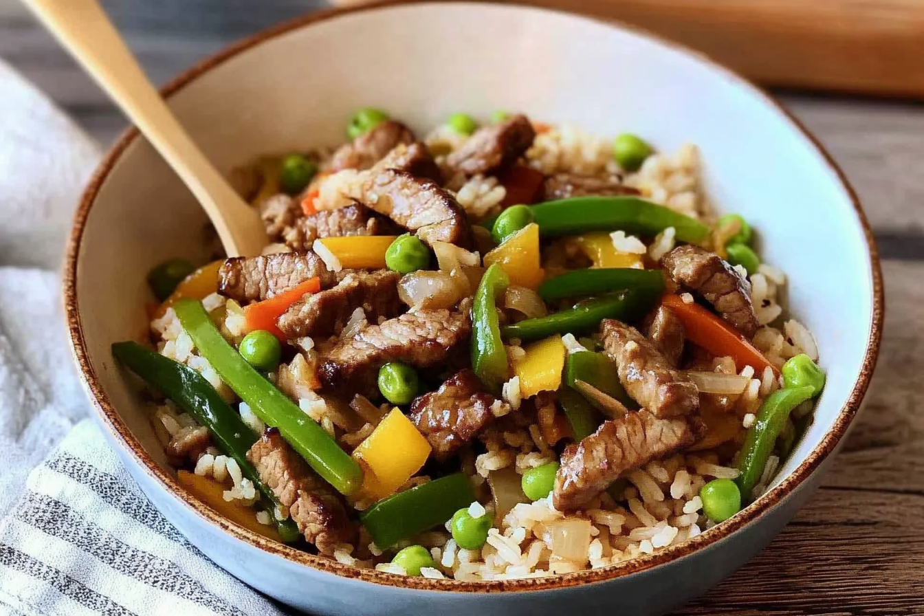 Salteado de arroz con ternera
