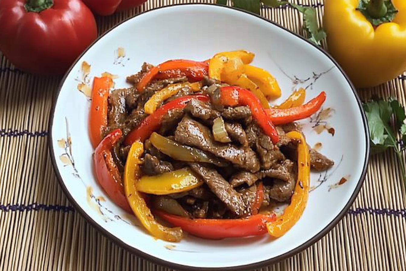 Salteado de ternera con pimientos