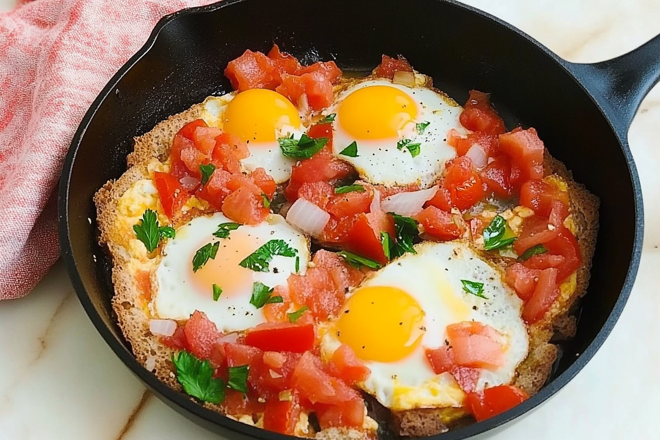 Sartén de huevos con tomate