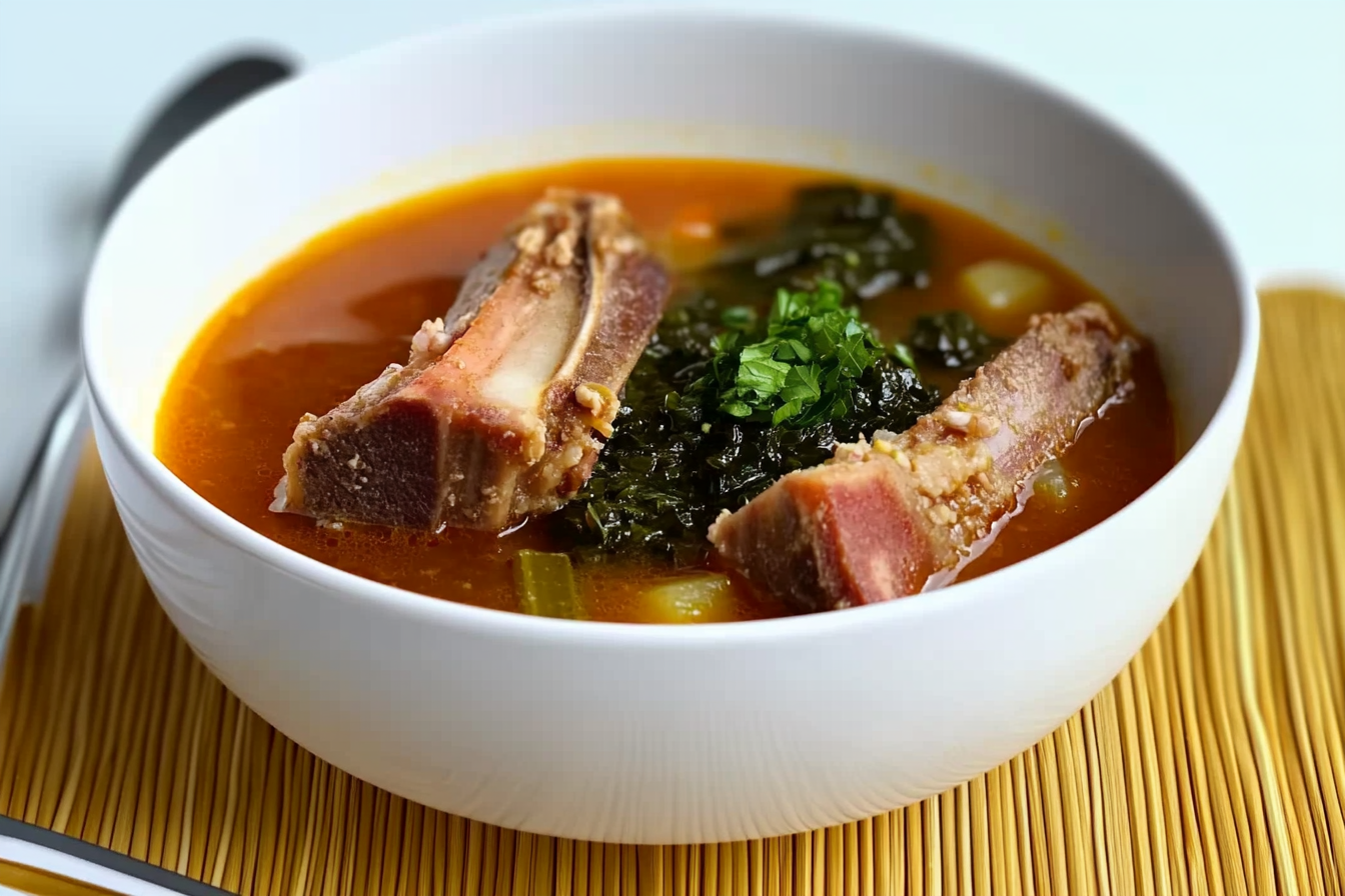Sopa de verduras y costilla