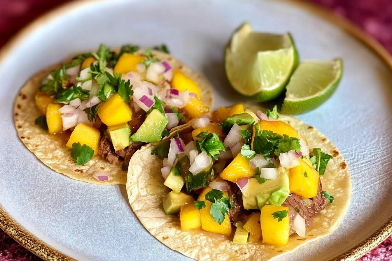 Tacos de ternera con mango
