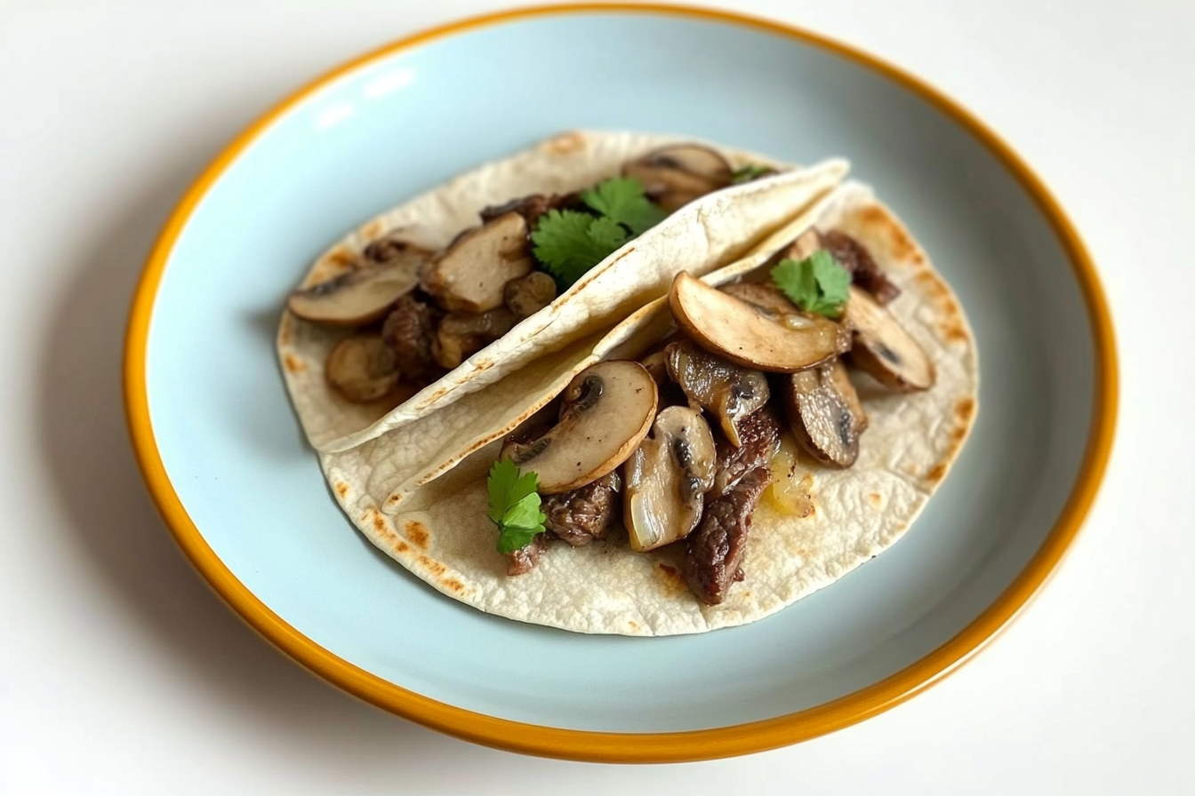 Tacos de ternera y champiñones