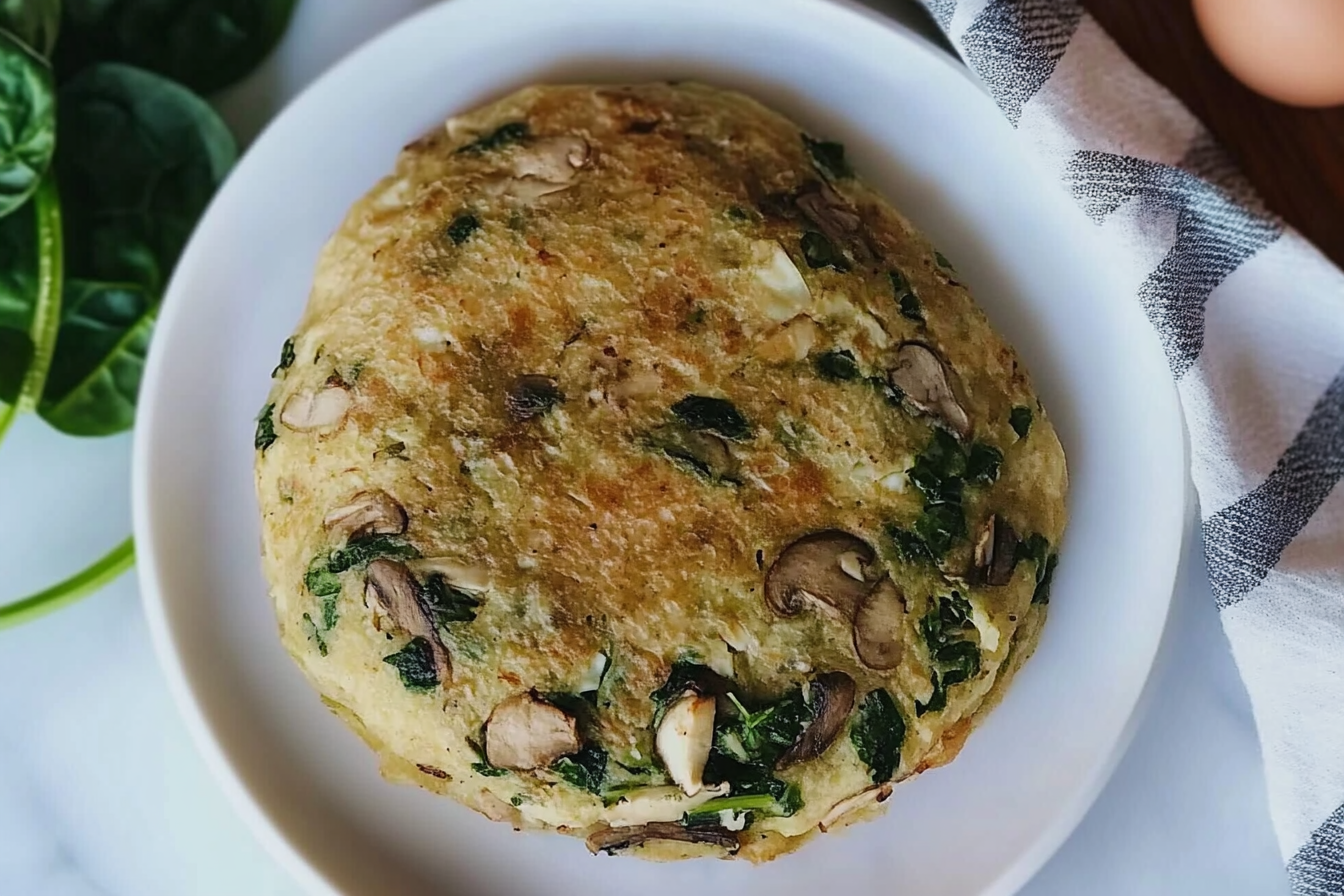 Tortilla de champiñones y espinacas