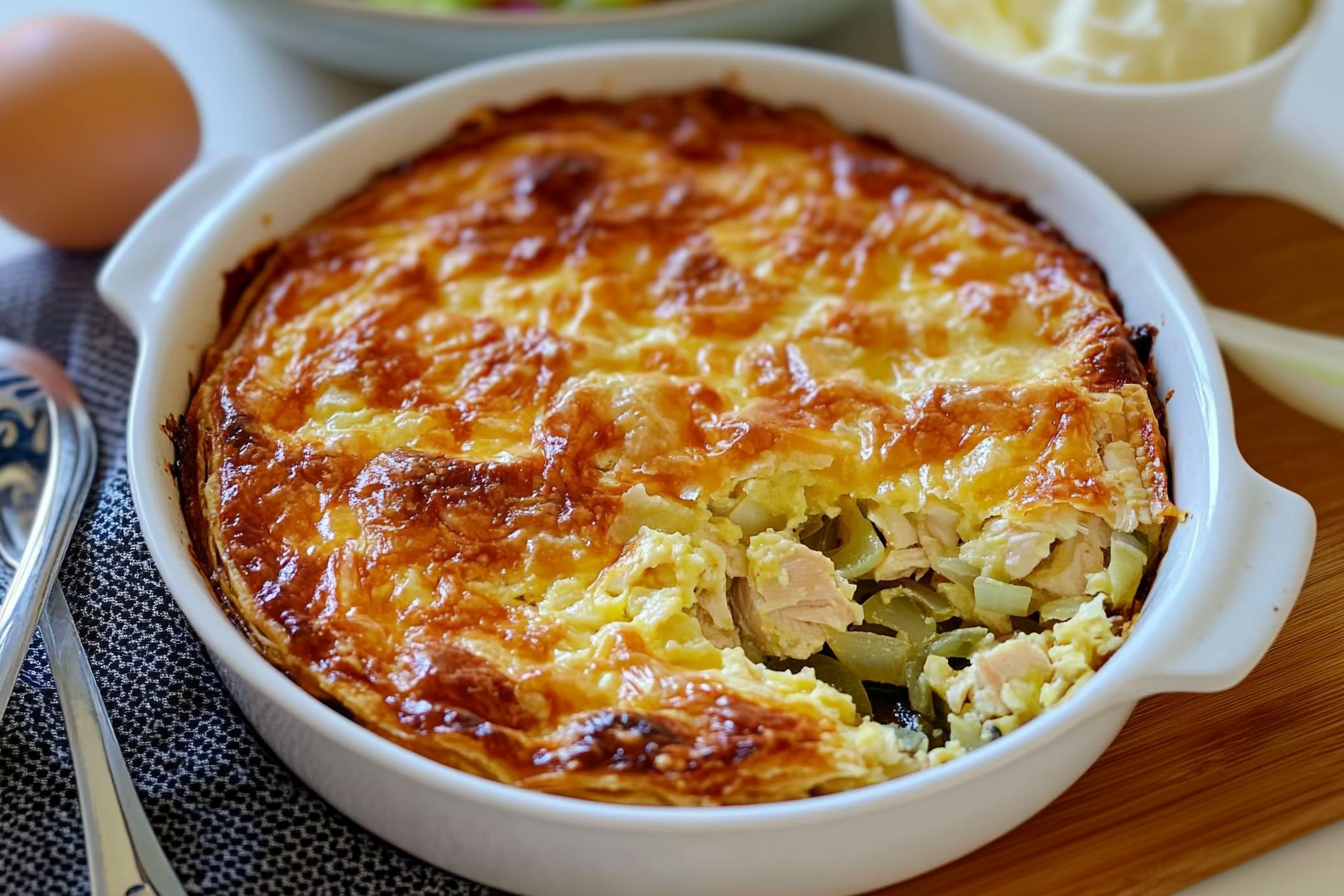 Pastel de pollo y cebolla