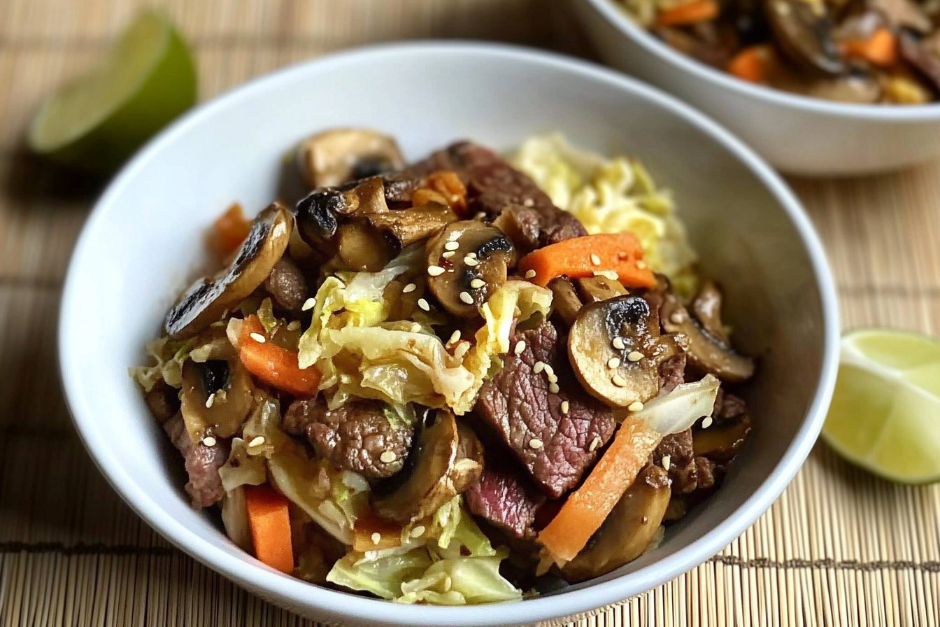 Bowl de ternera con champiñones