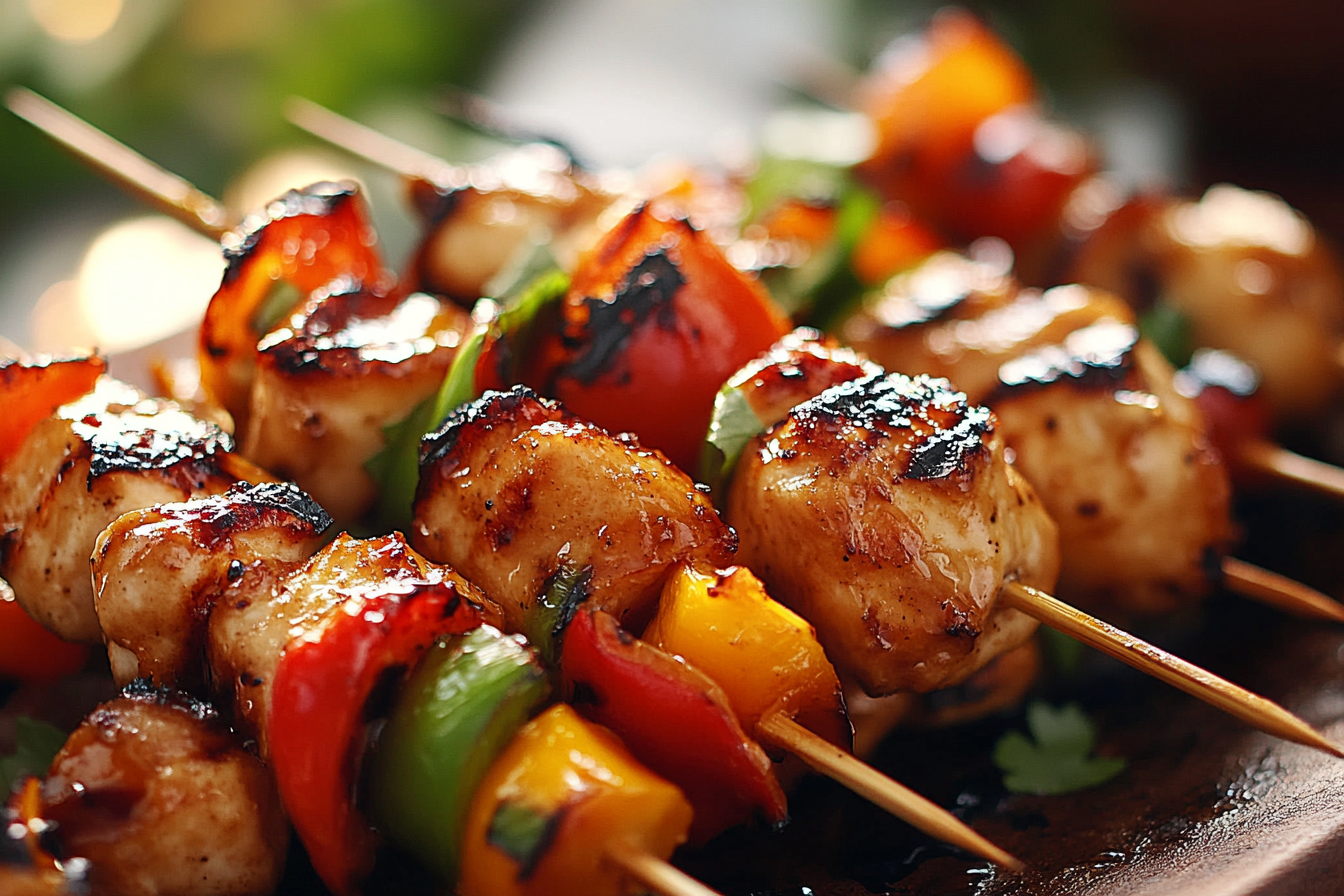 Brochetas de pollo con miel