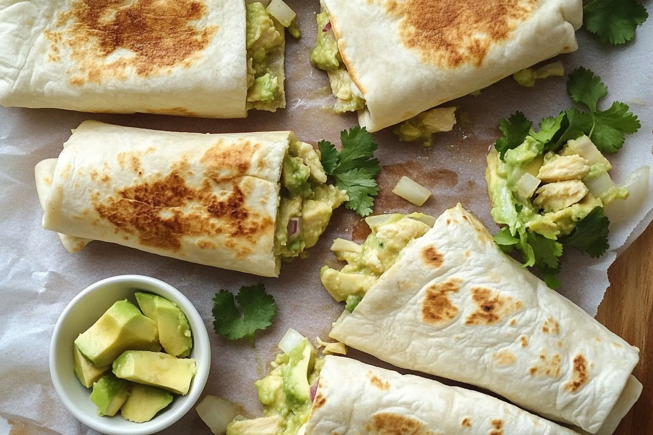 Burritos de pollo y aguacate