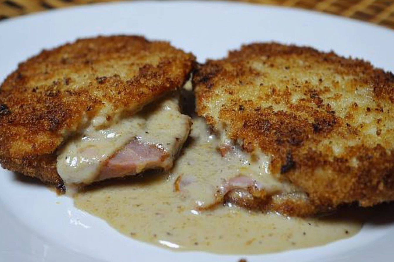 Cachopo de lomo con champiñones