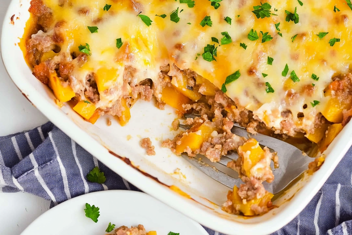 Calabaza asada con carne picada