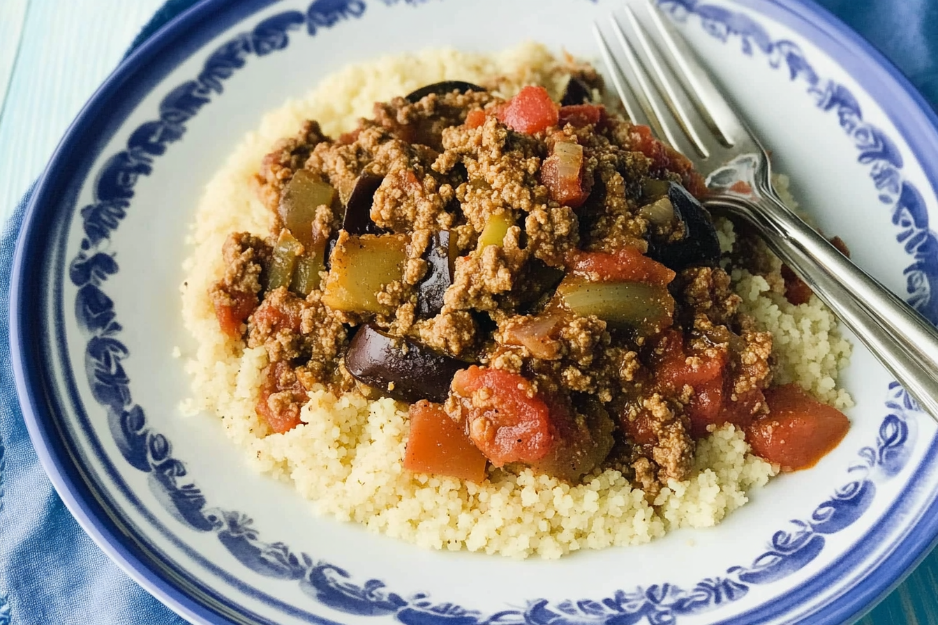 Carne picada con berenjenas