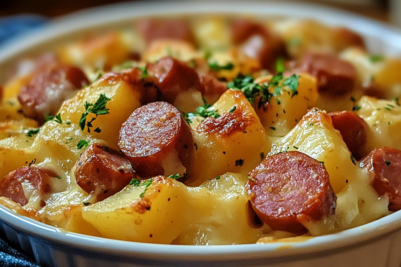 Cazuela de salchicha y papas