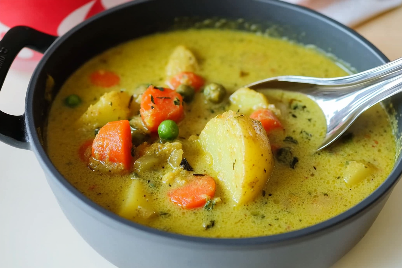 Curry de patatas y guisantes