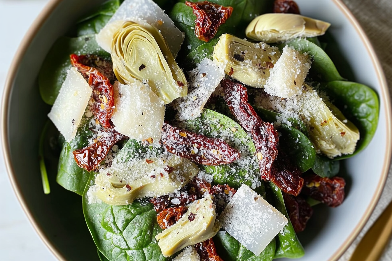 Ensalada de espinacas y alcachofas