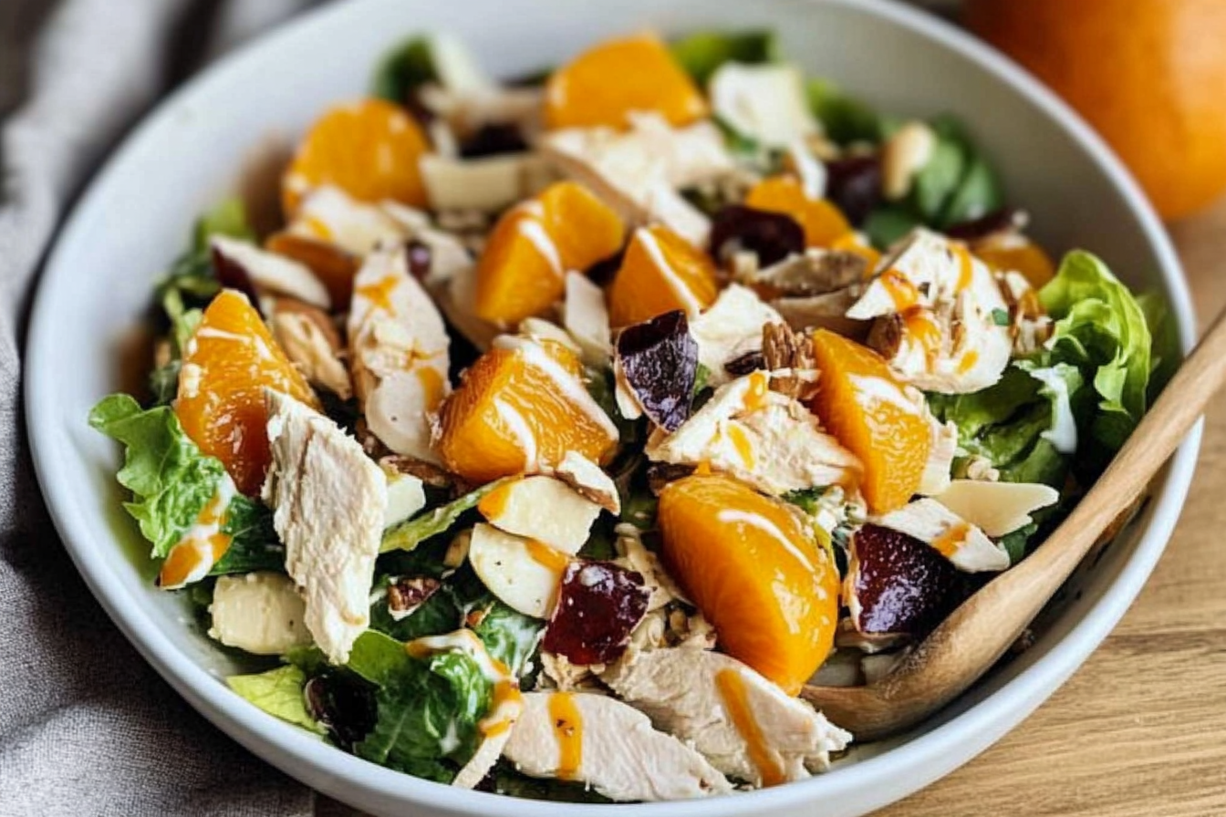 Ensalada de pollo y caqui