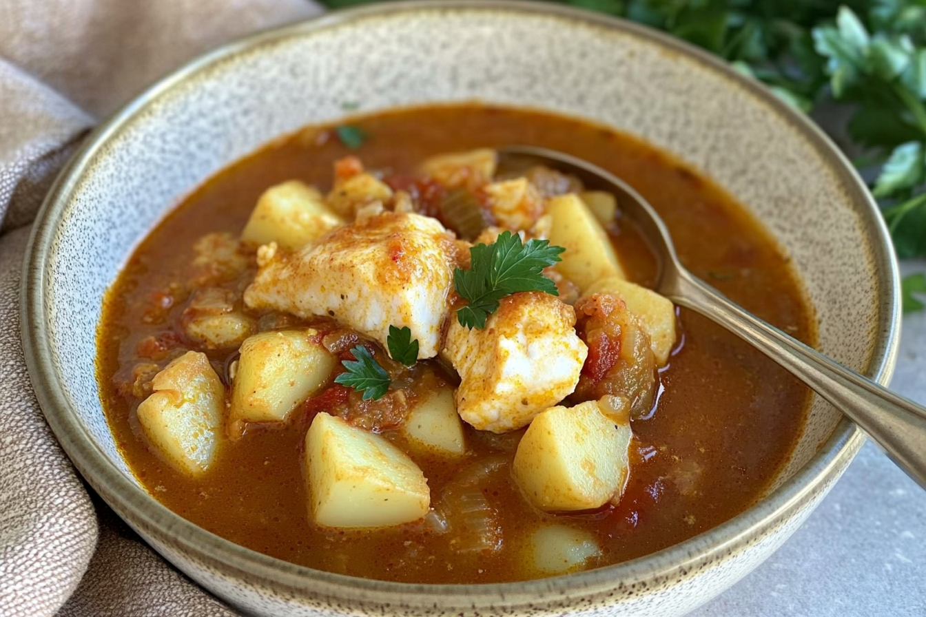 Guiso de patatas con merluza