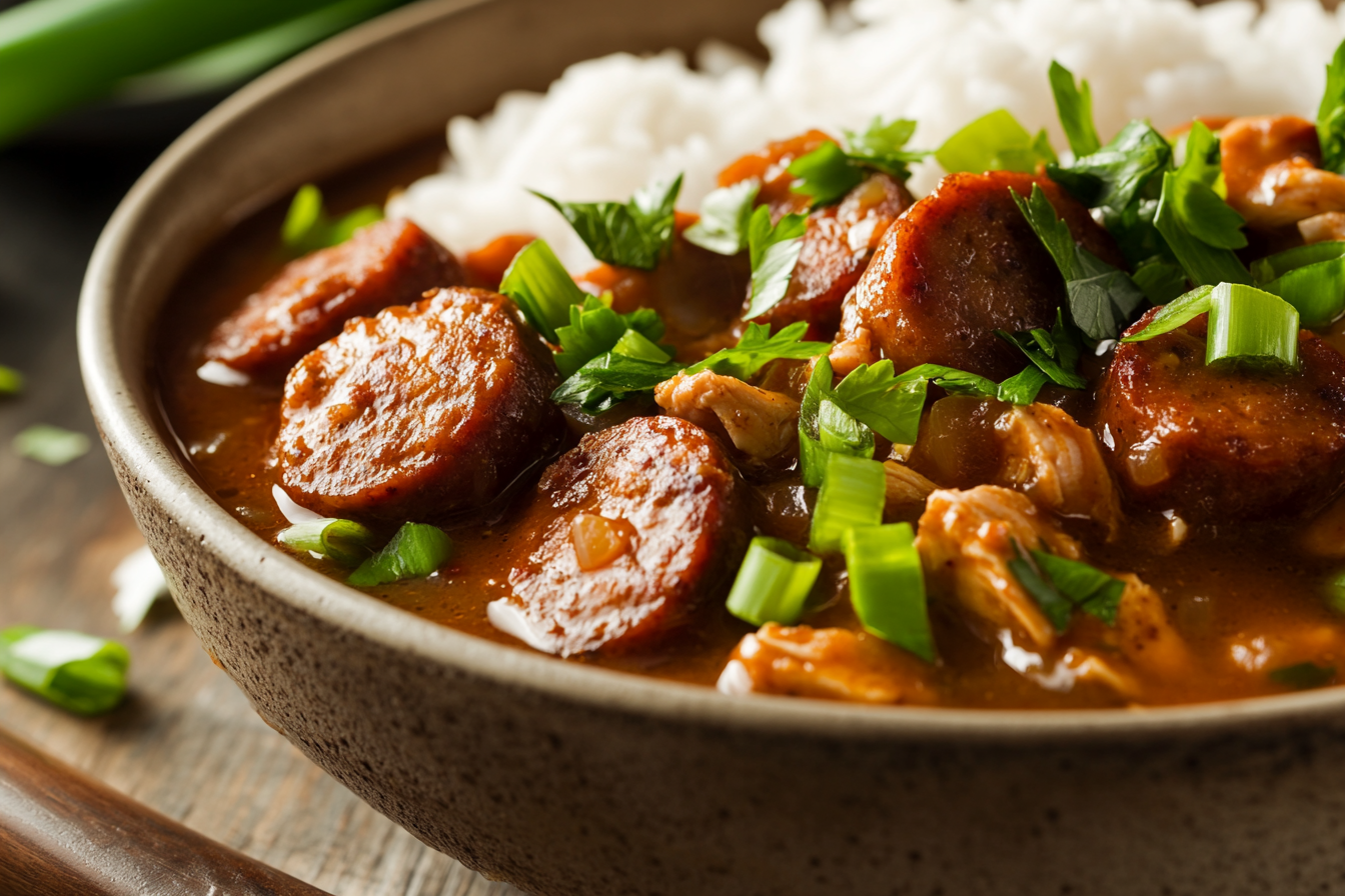 Gumbo de pollo y salchicha Cajún