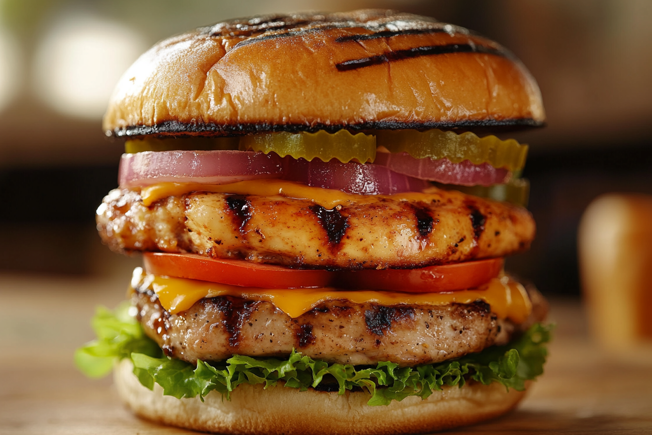 Hamburguesa apilada de carne