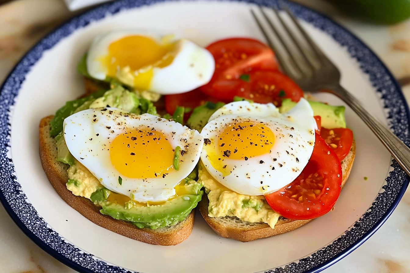 Huevos con aguacate y tomate