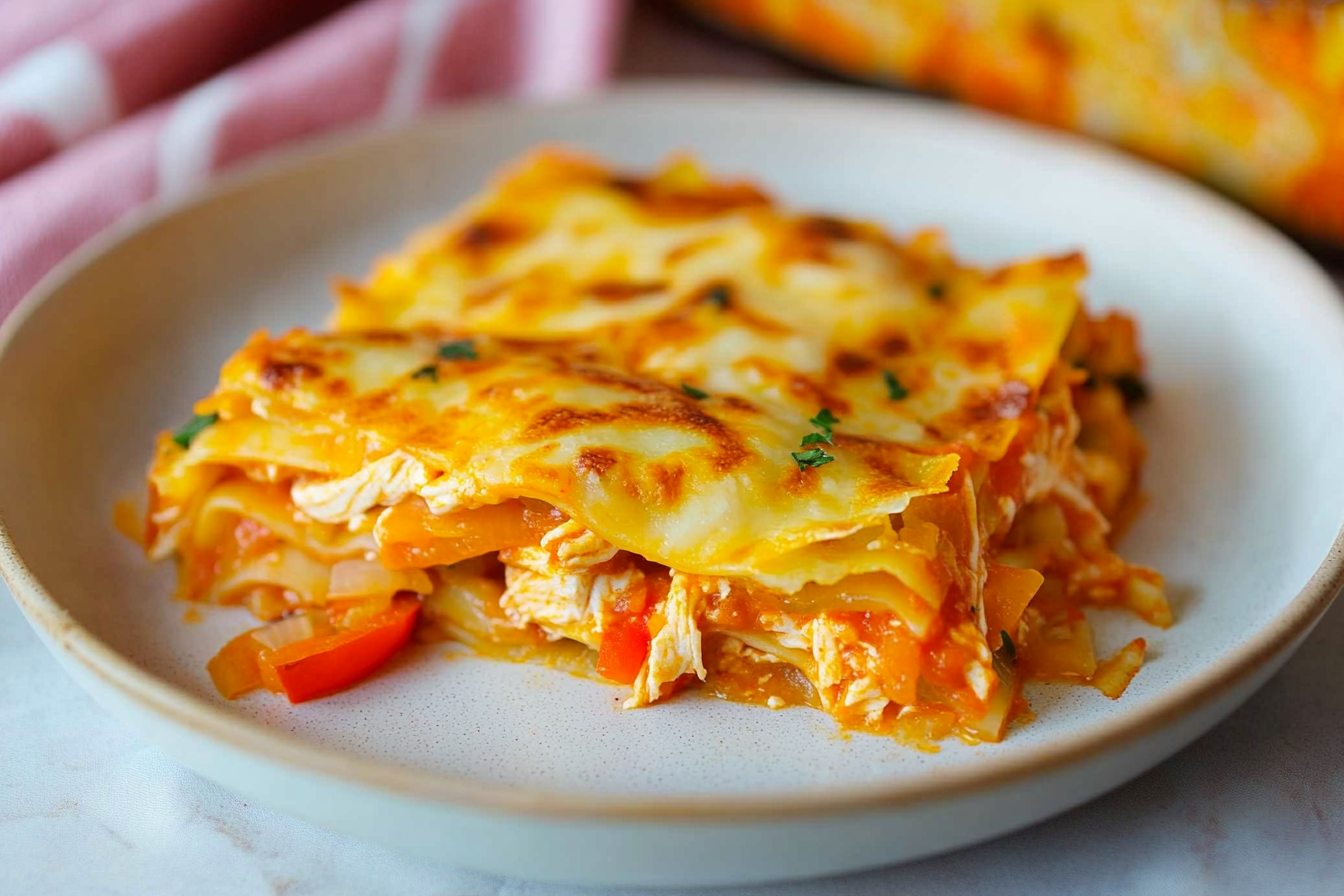 Lasagna de pollo con pimientos
