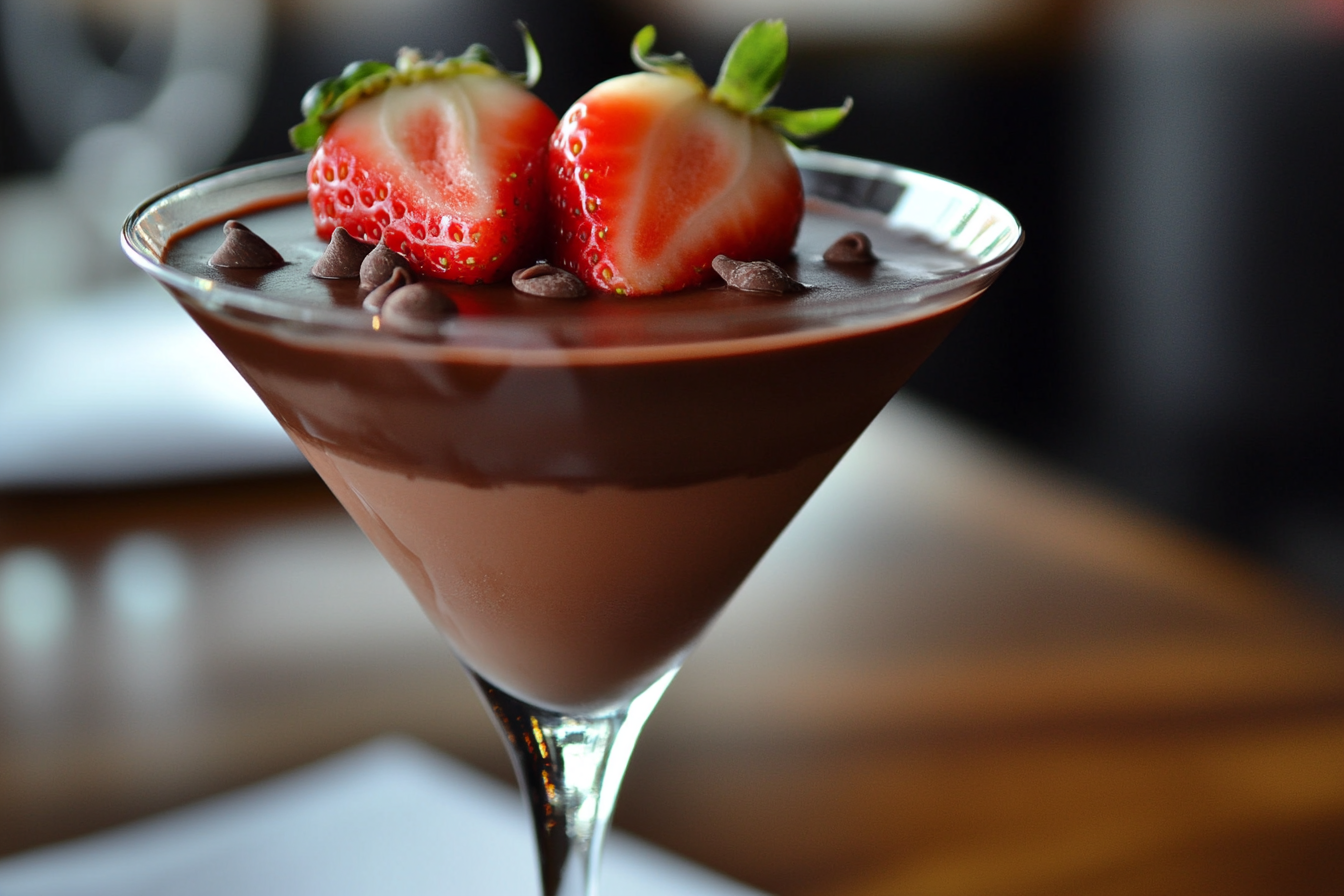 Martini de fresa cubierta de chocolate